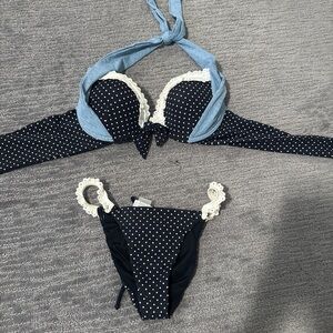 Beach Bunny Black and White Polka Dot Kids Swim Bottoms